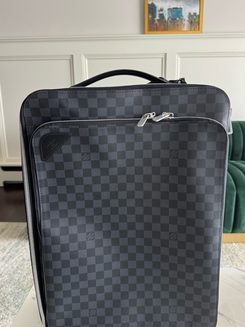 Louis Vuitton black  Checkered Carry-On Bag with Top Handle.